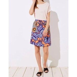 Loft Floral M Drawstring Skirt Bright Floral Flower Print